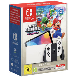 Nintendo Switch Oled Bianco OLED White + Super Mario Wonder Preinstallato + 12 Mesi Nintendo Switch Online Europa