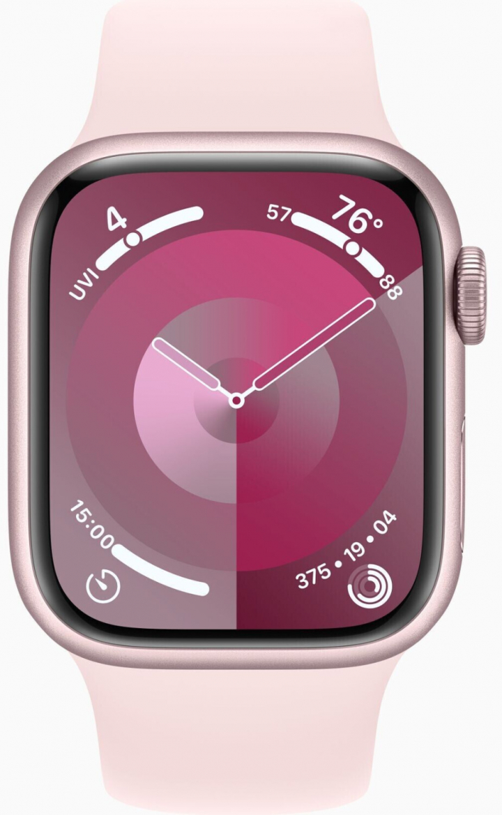 apple watch series 9 gps 41mm pink aluminium sport band light pink s m (1)