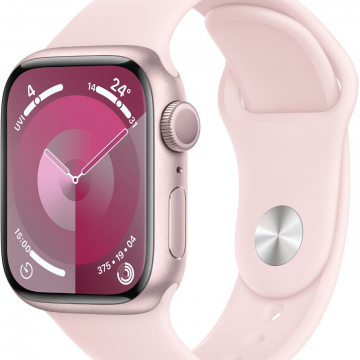 apple watch series 9 gps 41mm pink aluminium sport band light pink s m