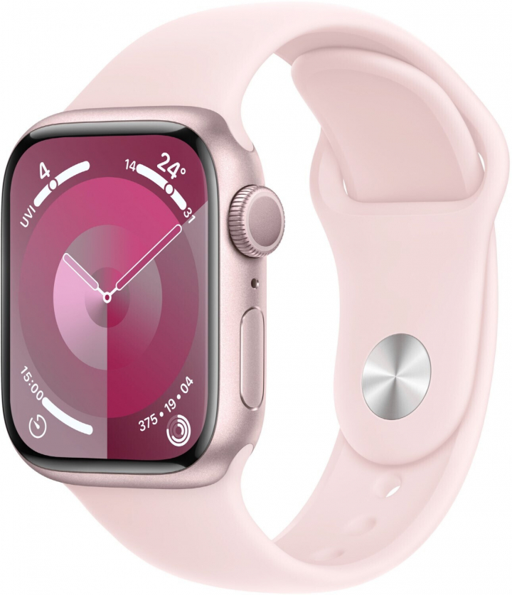 apple watch series 9 gps 41mm pink aluminium sport band light pink s m